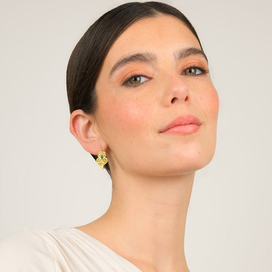 Earrings Heart of Viana Blue in Gold Plated Silver