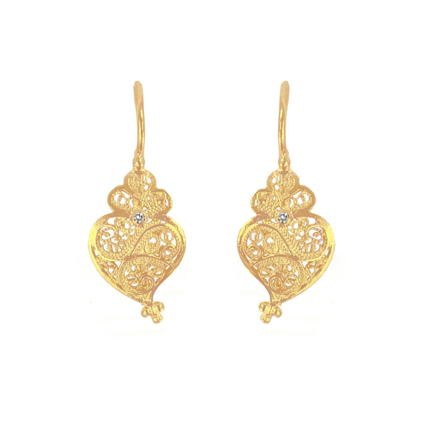 Earrings Heart Full in 19,2Kt Gold and Diamond