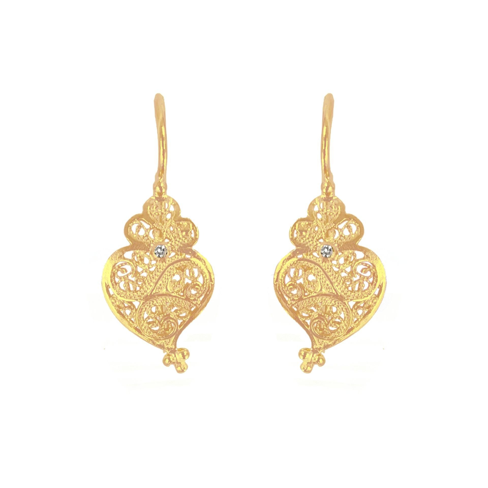 Earrings Heart Full in 19,2Kt Gold and Diamond