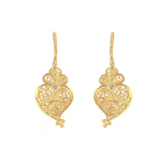 Earrings Heart Full in 19,2Kt Gold and Diamond