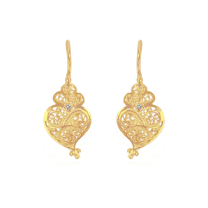 Earrings Heart Full in 19,2Kt Gold and Diamond