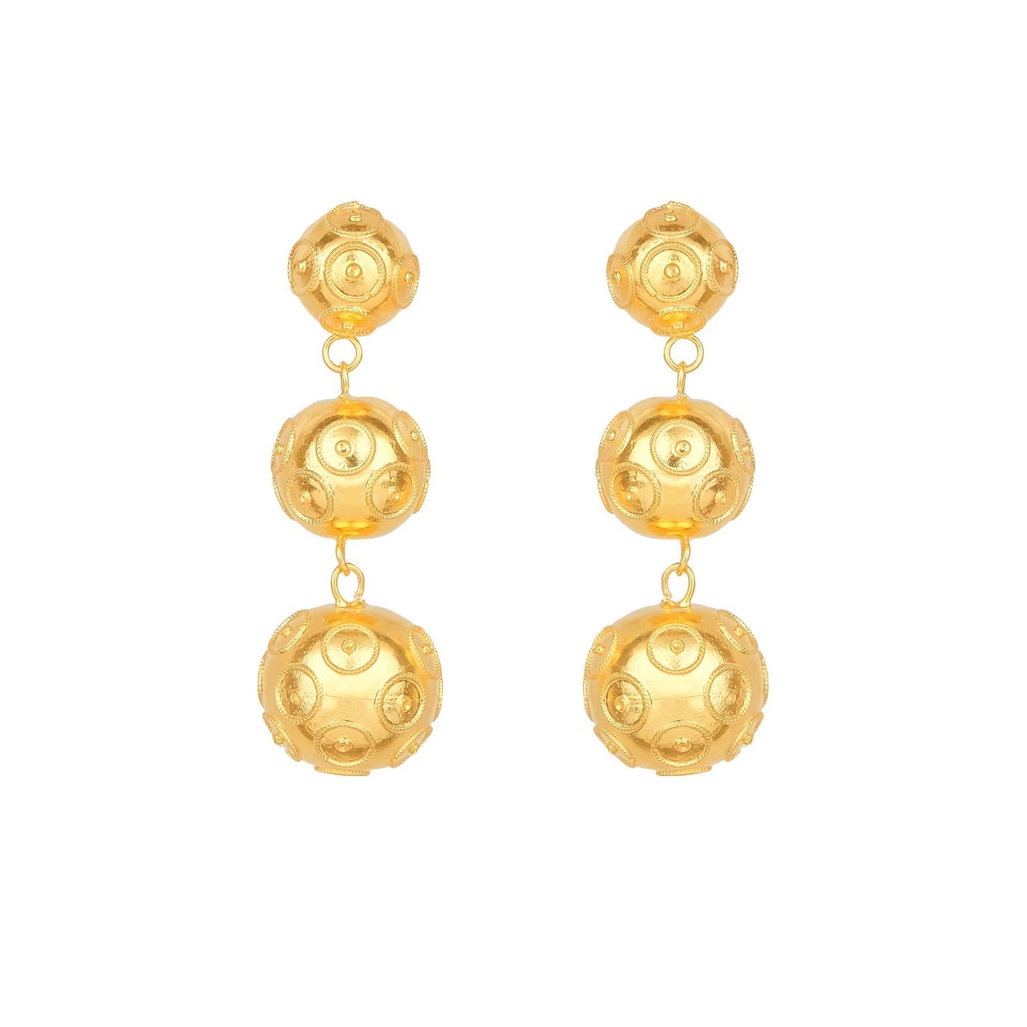 Earrings Three Viana’s Conta in Gold Plated Silver
