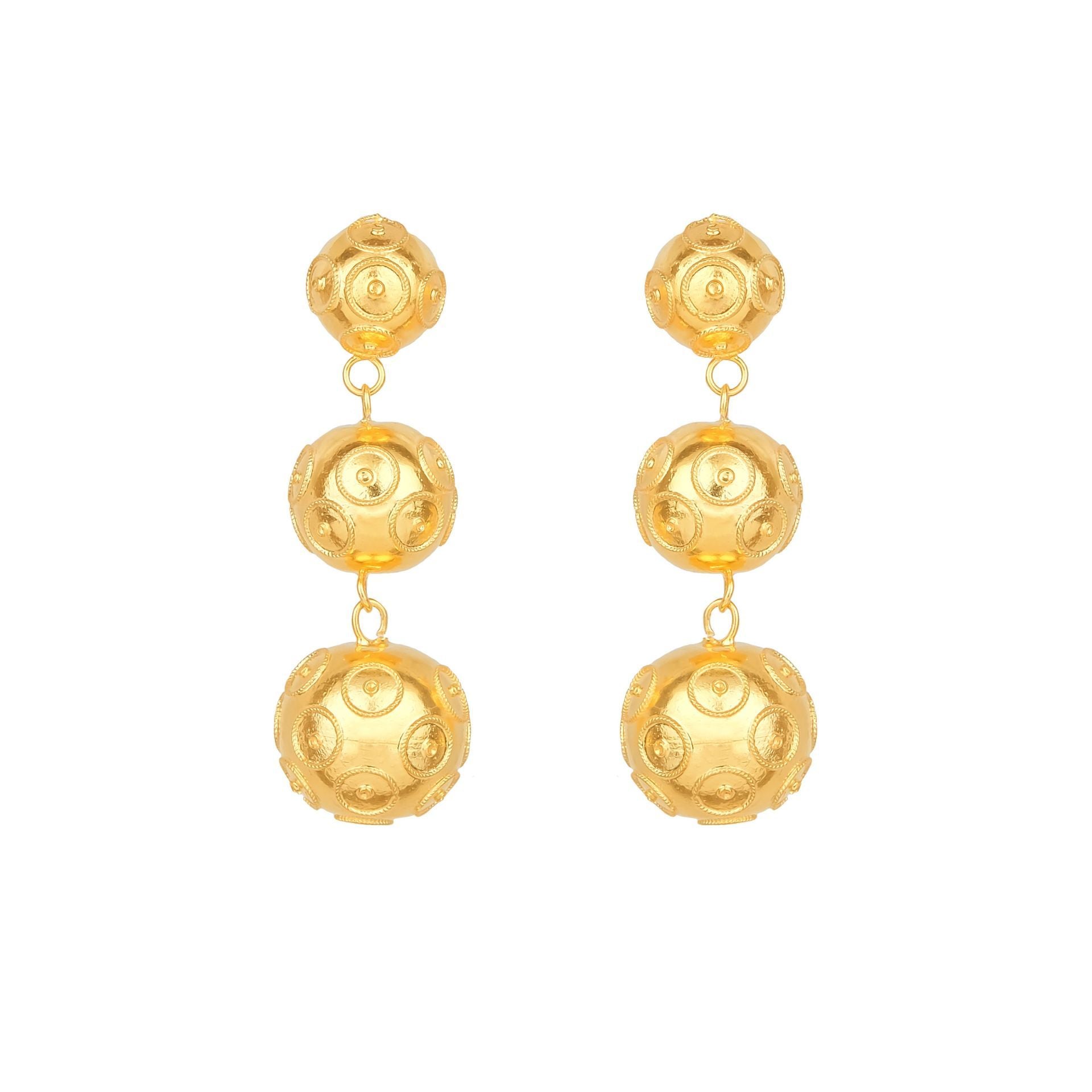 Earrings Three Viana’s Conta in Gold Plated Silver