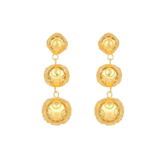 Earrings Three Viana’s Conta in Gold Plated Silver