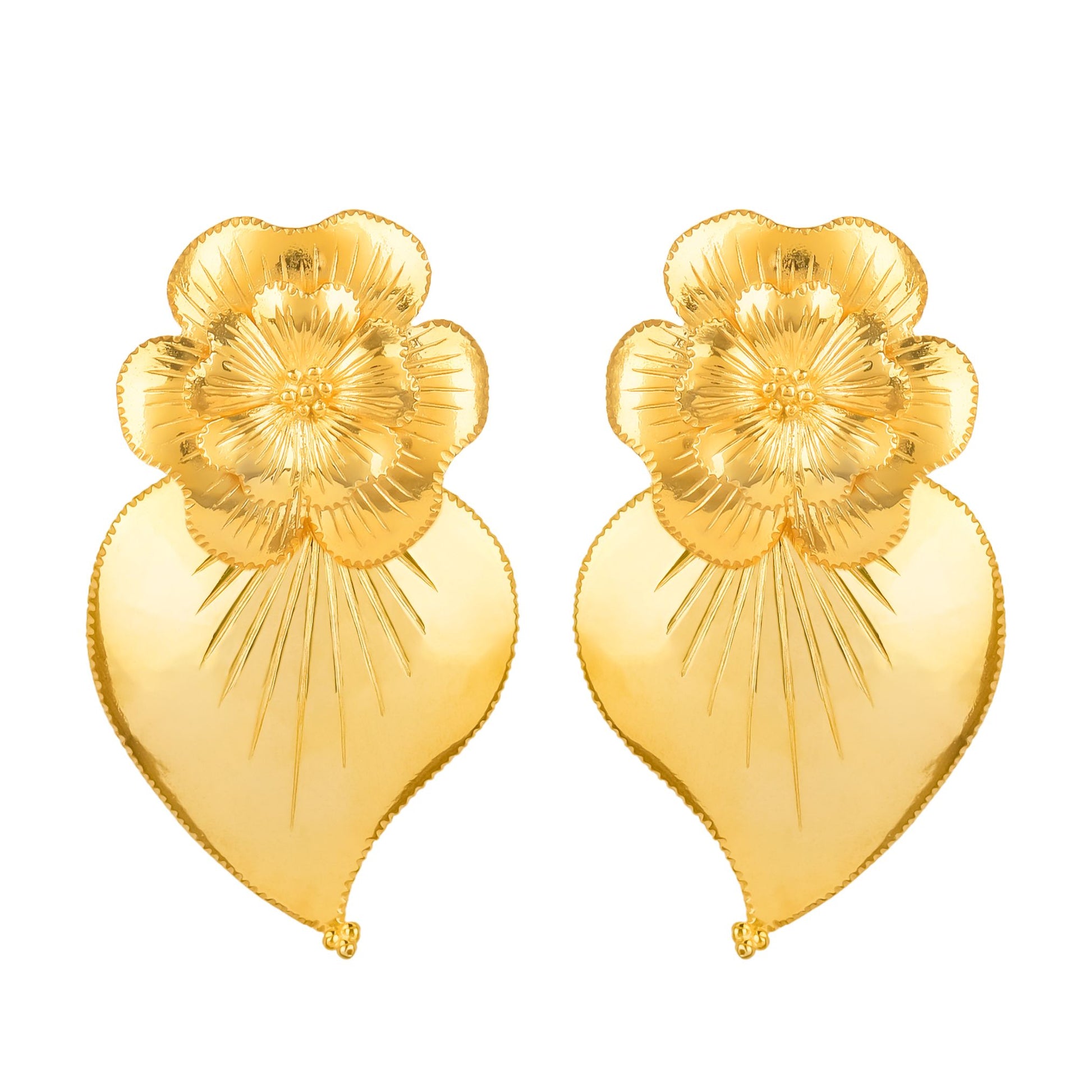 Earrings Heart of Amália in Gold Plated Silver