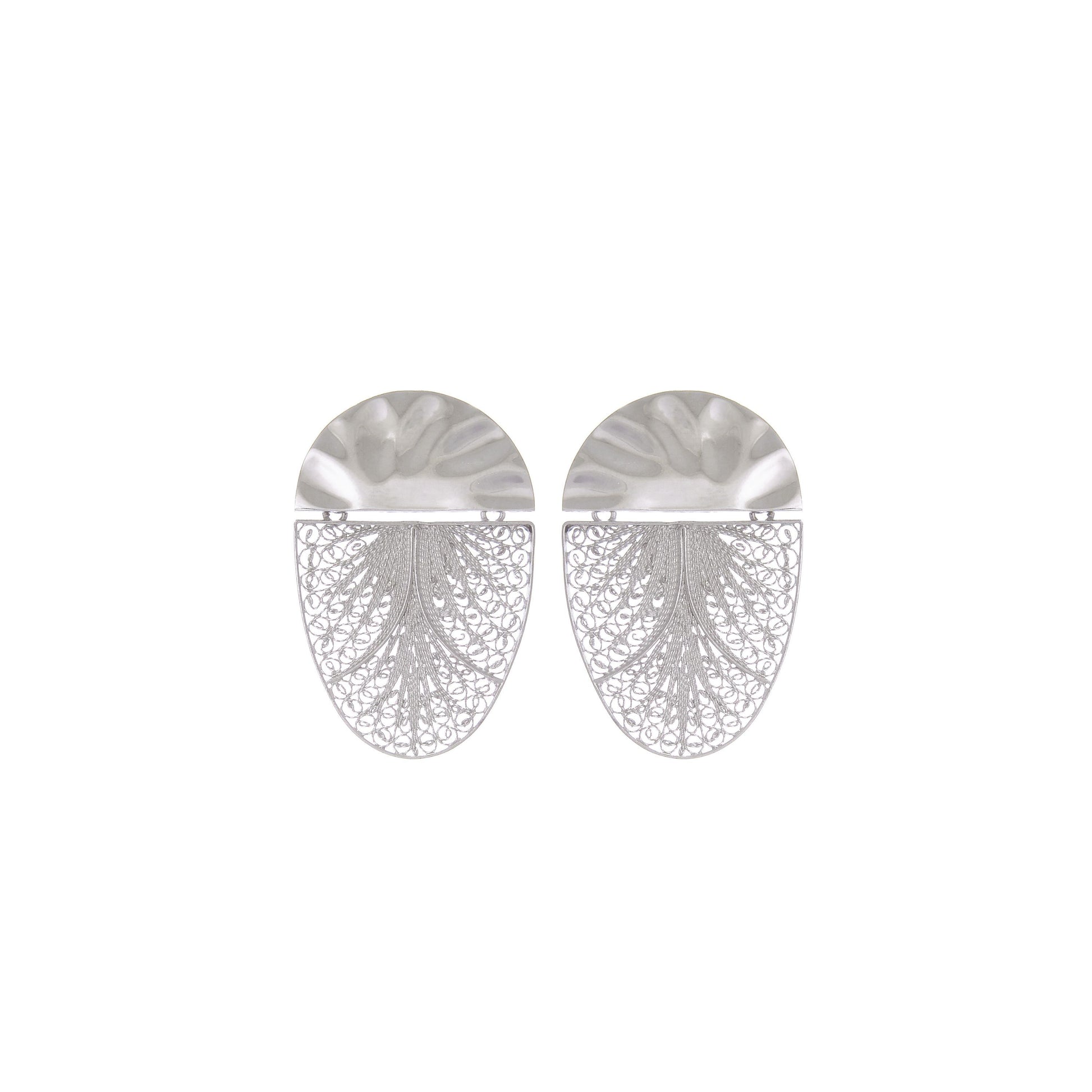 Earrings Oval Articulated in Silver