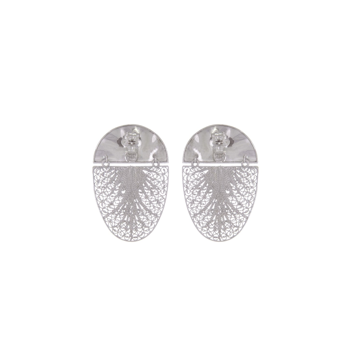 Earrings Oval Articulated in Silver