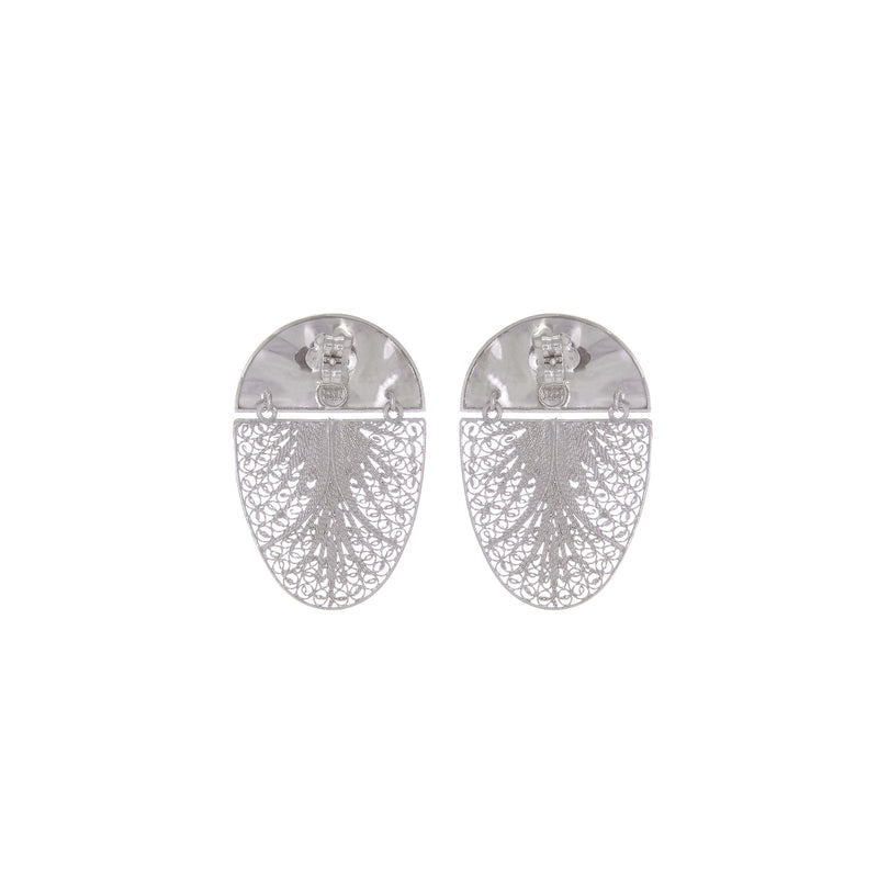 Earrings Oval Articulated in Silver
