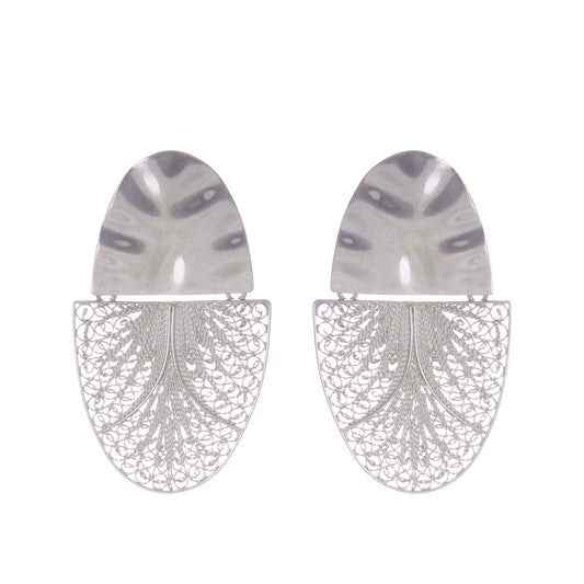 Earrings Oval Articulated XL in Silver