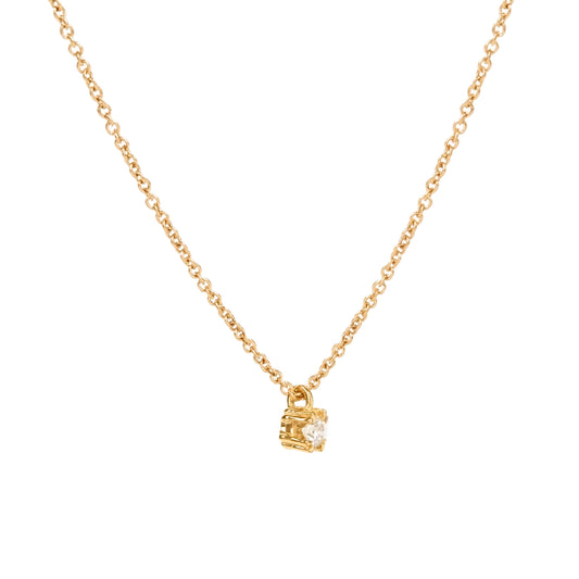 Necklace with Diamond Solitaire in 19.2Kt Gold styled on model - Gold jewelry