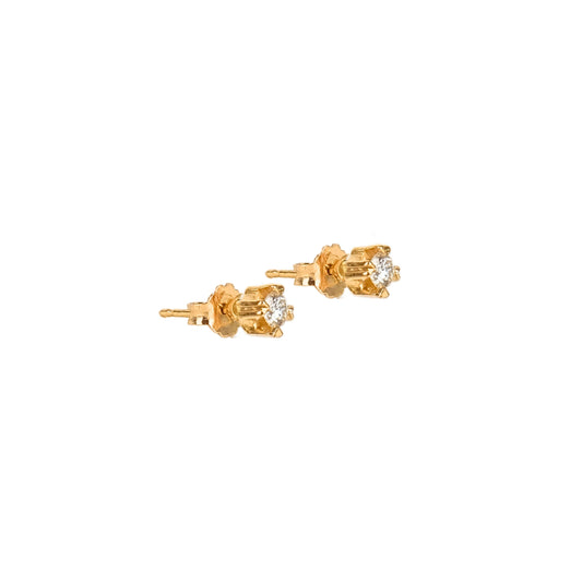 Earrings with Diamond Solitaire in 19.2Kt Gold styled on model - Gold jewelry