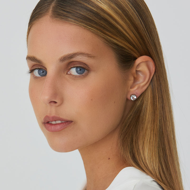 Earrings Solitaire Rock Crystal in Silver and Gold