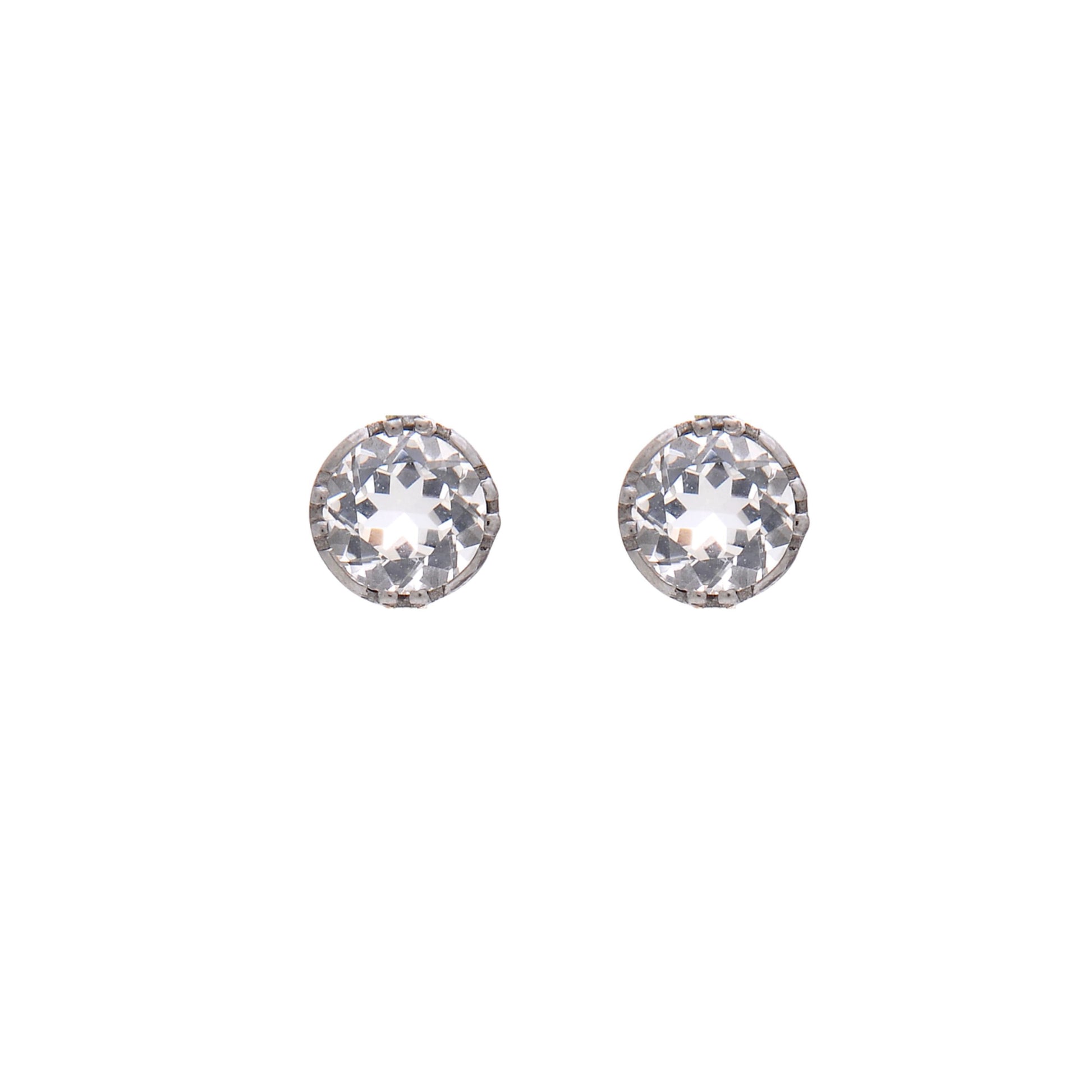 Earrings Solitaire Rock Crystal in Silver and Gold