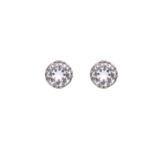 Earrings Solitaire Rock Crystal in Silver and Gold