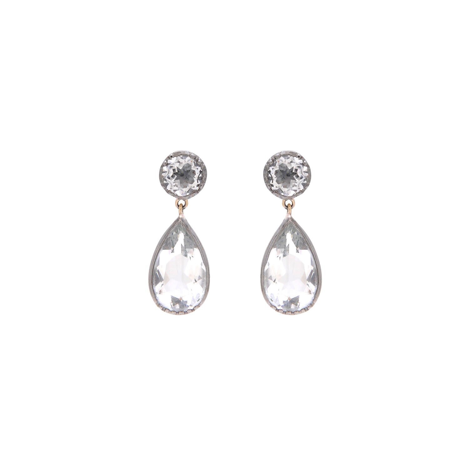 Earrings Drop Rock Crystal in Silver and Gold
