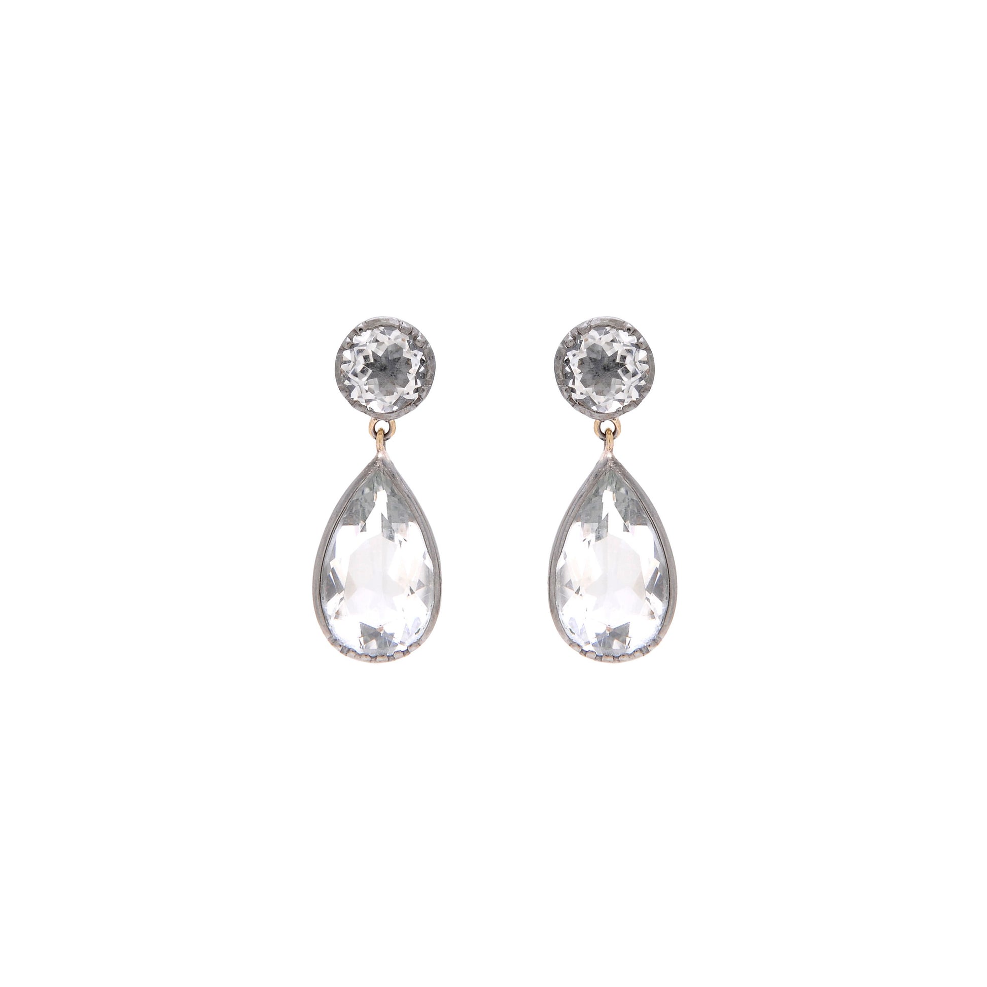 Earrings Drop Rock Crystal in Silver and Gold
