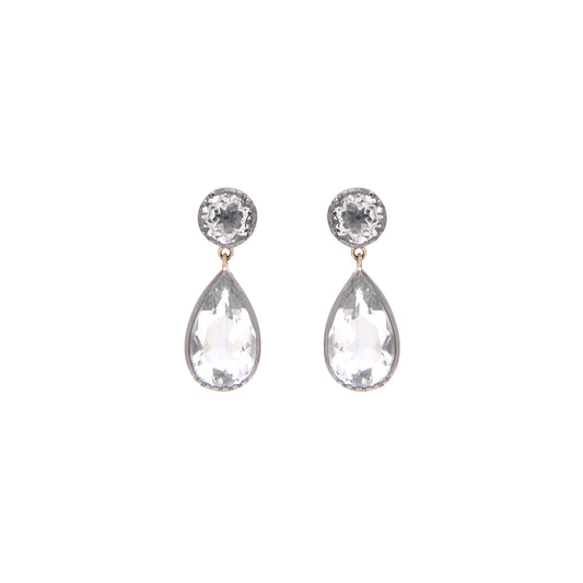 Earrings Drop Rock Crystal in Silver and Gold