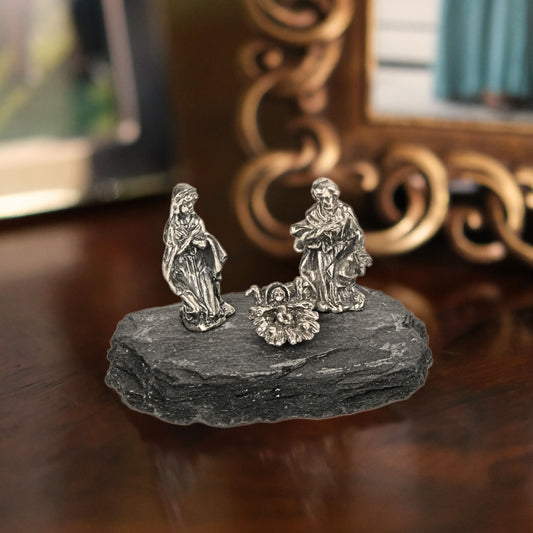 Nativity Scene of the Holy Family in Silver