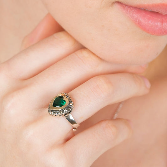 Ring Vintage Green in Silver and Gold