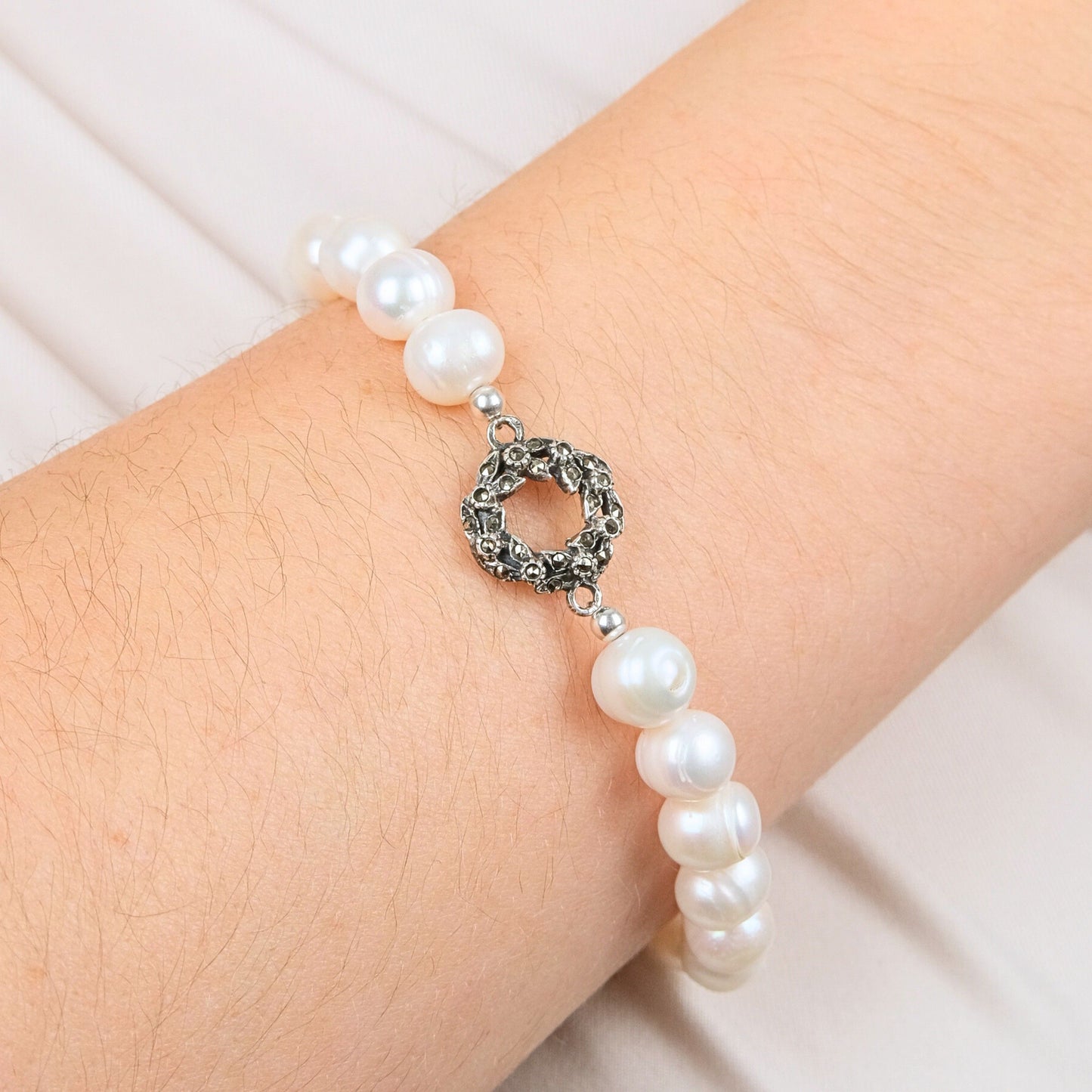 Bracelet Crown Marcasites in Silver
