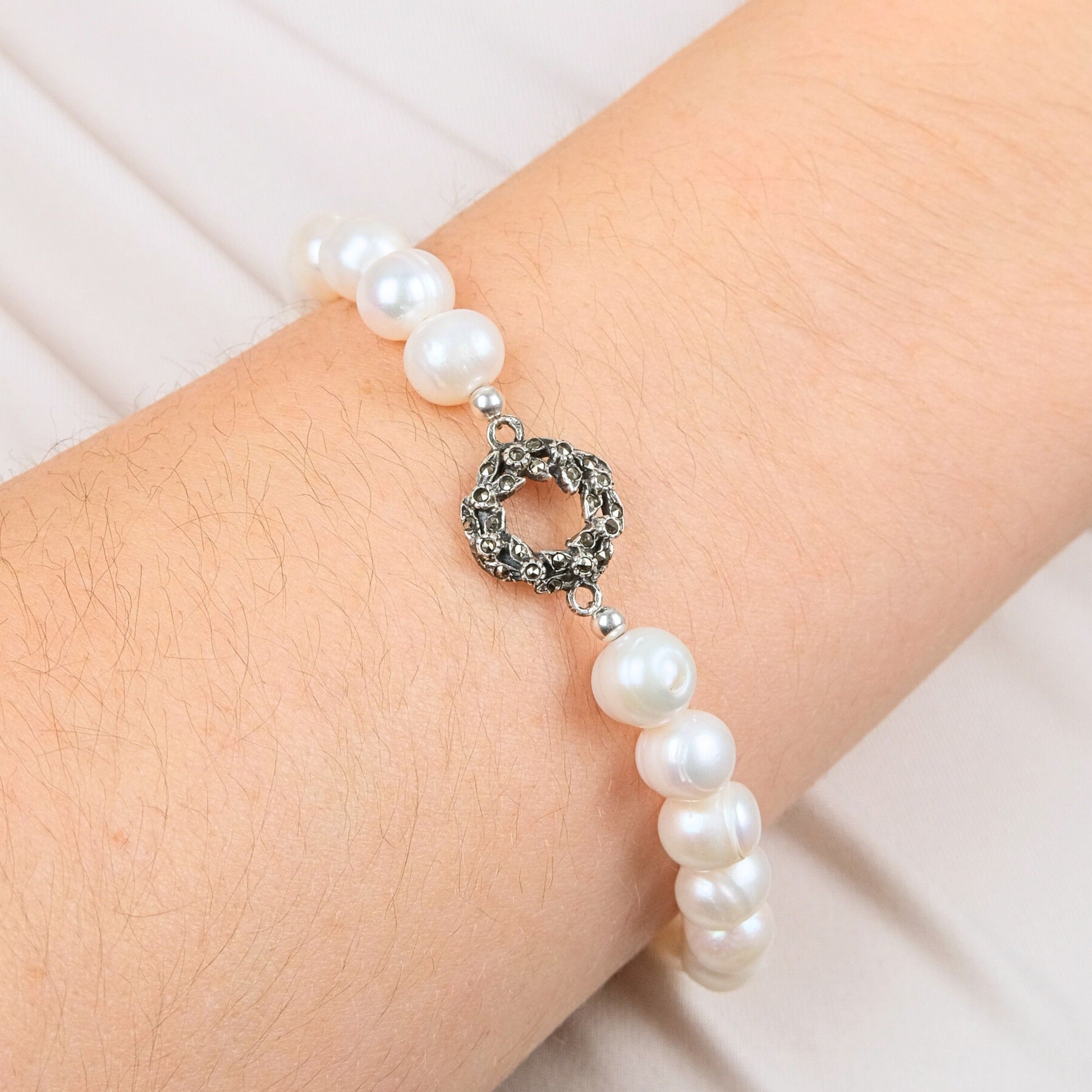 Bracelet Crown Marcasites in Silver