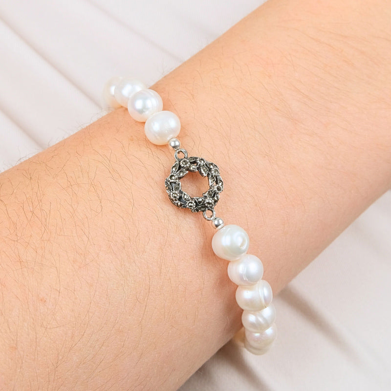 Bracelet Crown Marcasites in Silver