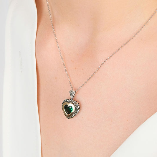 Necklace Vintage Green in Silver and Gold