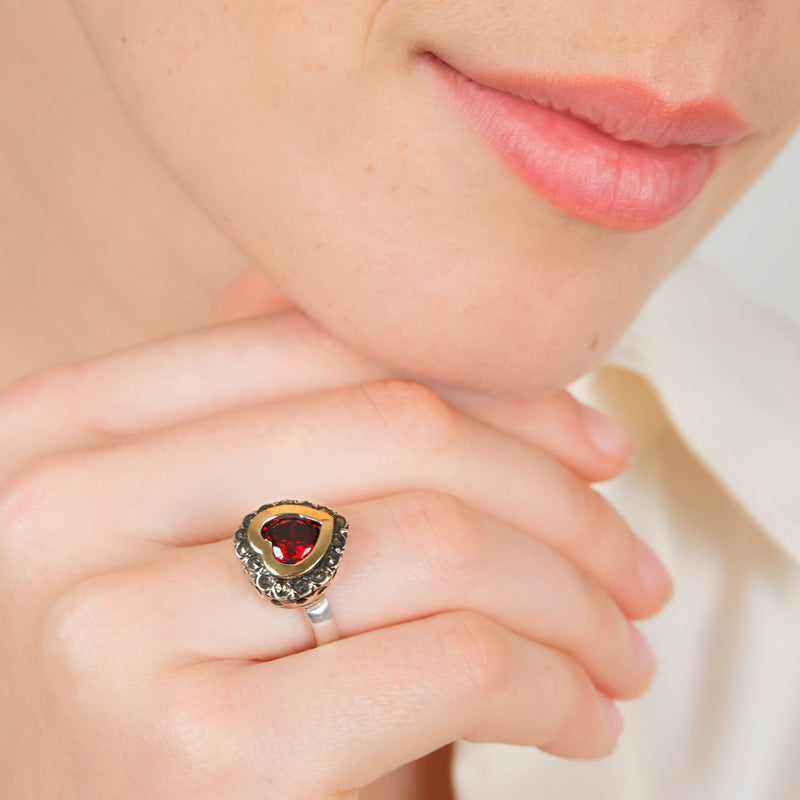 Ring Vintage Red in Silver and Gold