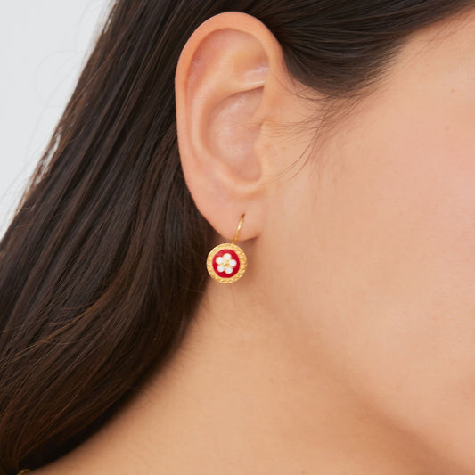 Earrings Red Caramujo in Silver