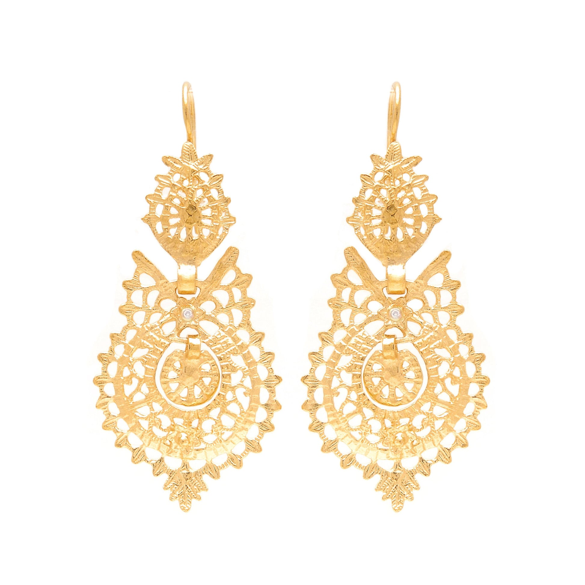 Queen Earrings in 19,2Kt Gold and Diamonds
