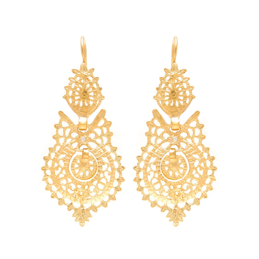 Queen Earrings in 19,2Kt Gold and Diamonds
