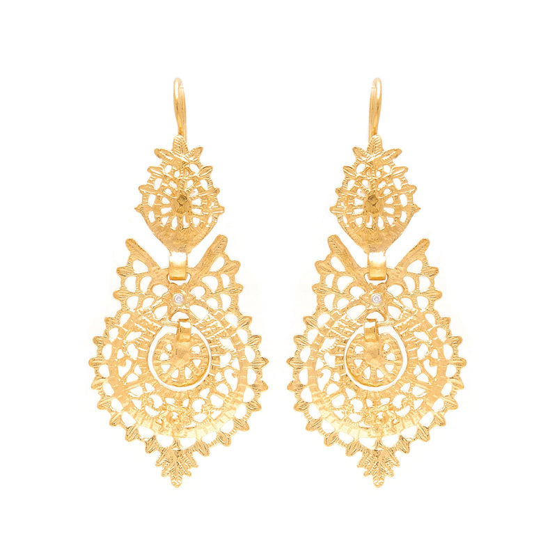 Queen Earrings in 19,2Kt Gold and Diamonds