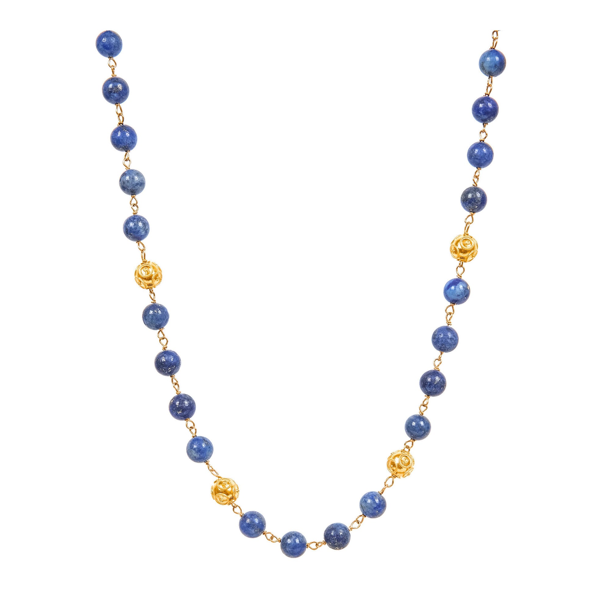Necklace Viana's Contas in 19,2Kt Gold with Lapis Lazuli