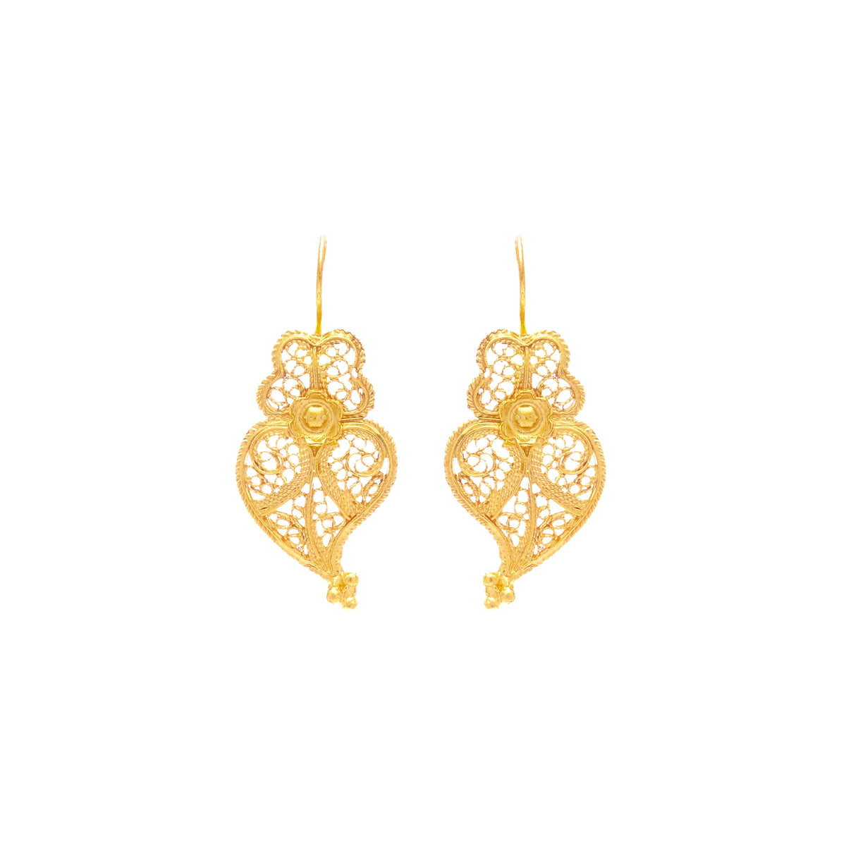 Earrings Heart of Viana S in 19.2Kt Gold - handcrafted Portuguese Gold