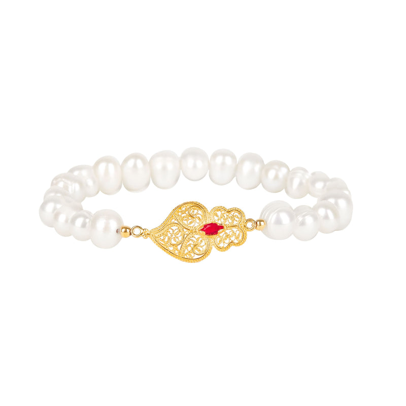 Bracelet Heart of Viana Red in Gold Plated Silver