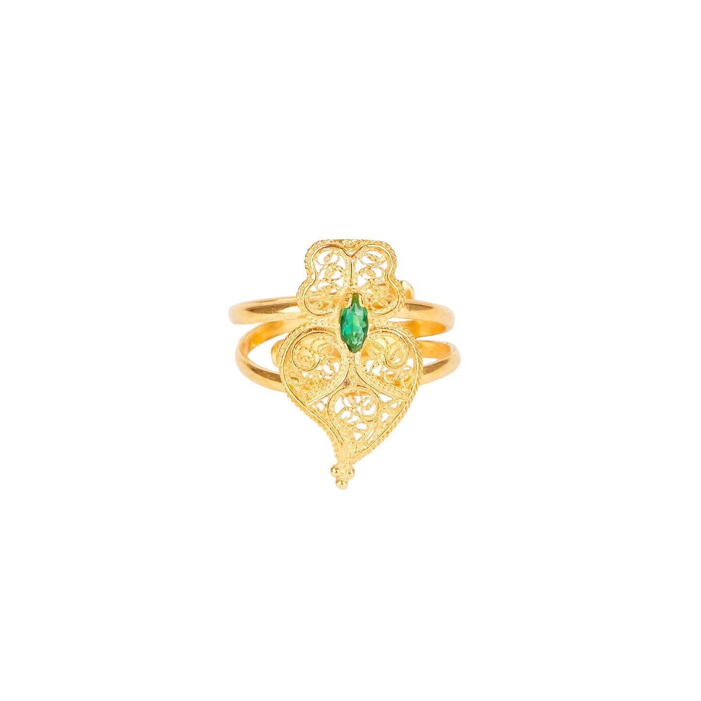 Ring Heart of Viana Green in Gold Plated Silver