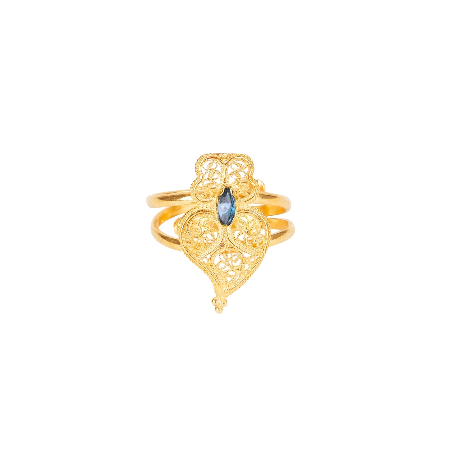 Ring Heart of Viana Blue in Gold Plated Silver