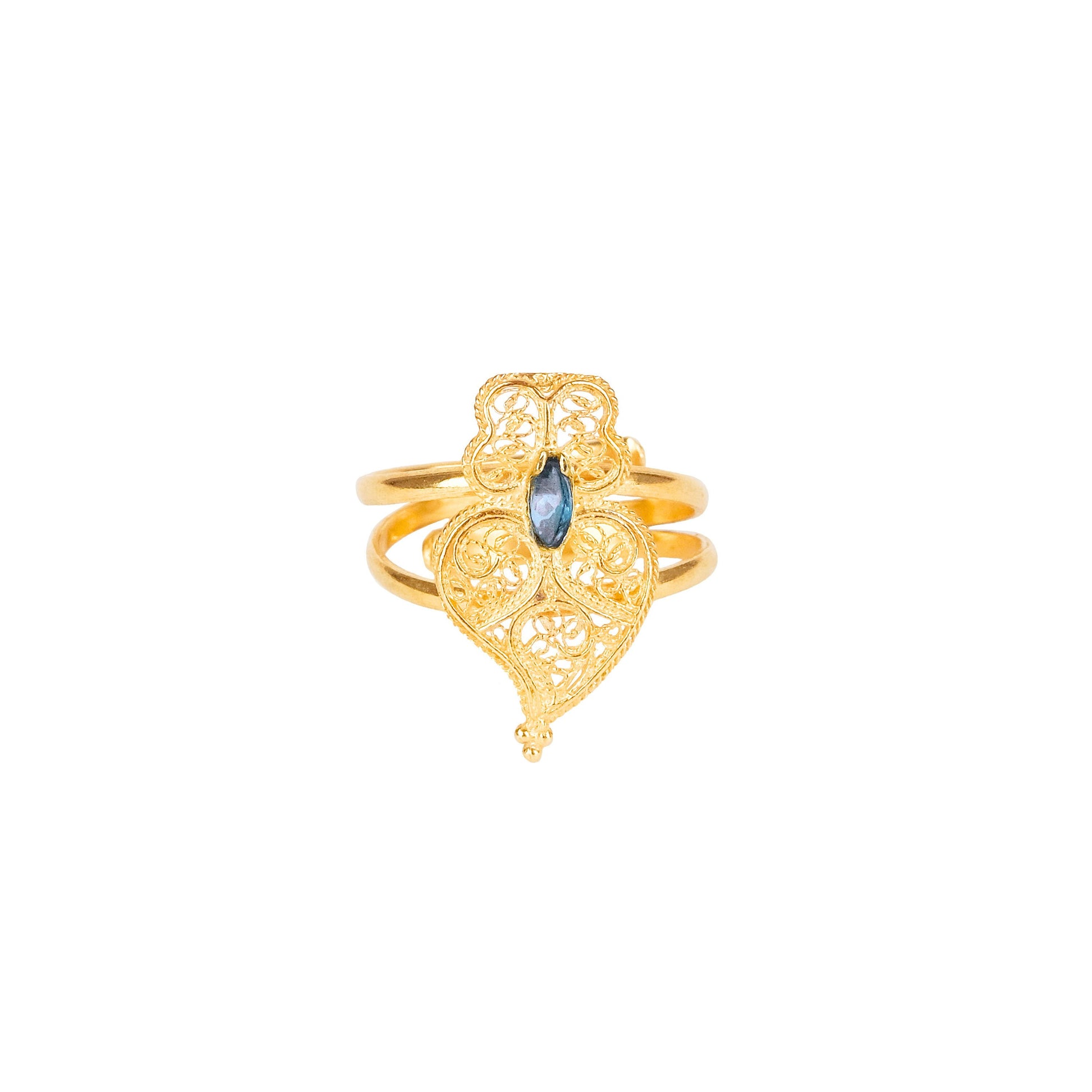Ring Heart of Viana Blue in Gold Plated Silver