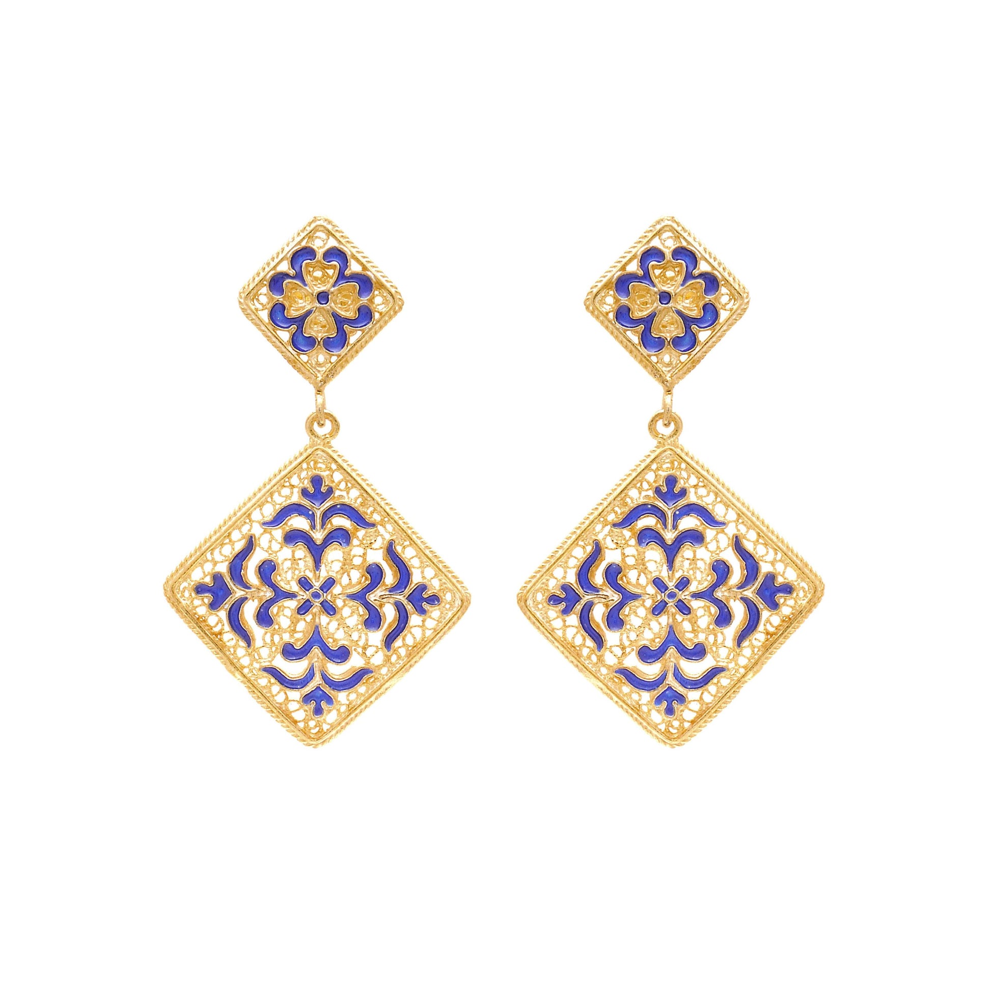 Earrings Azulejo in Gold Plated Silver