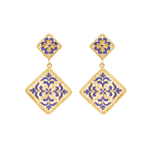 Earrings Azulejo in Gold Plated Silver