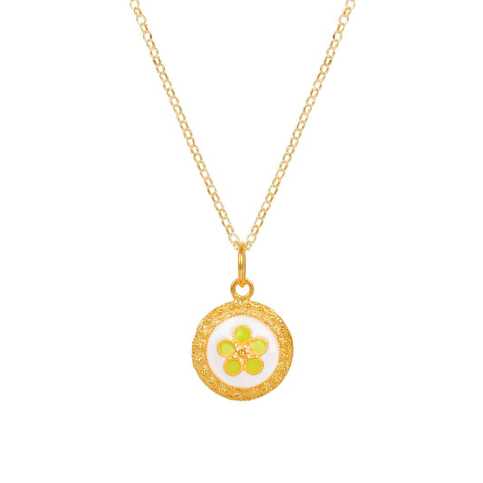 Necklace White and Green Caramujo in Gold Plated Silver