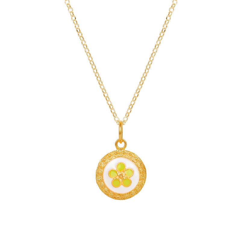 Necklace White and Green Caramujo in Gold Plated Silver