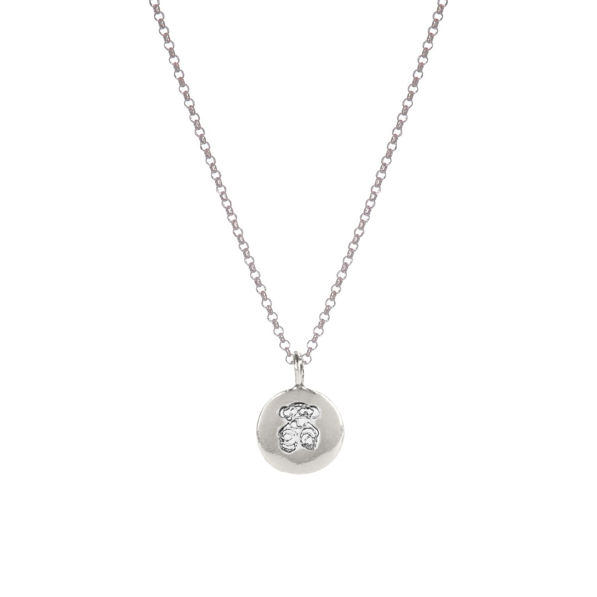 Necklace Charm Teddy Bear in Silver