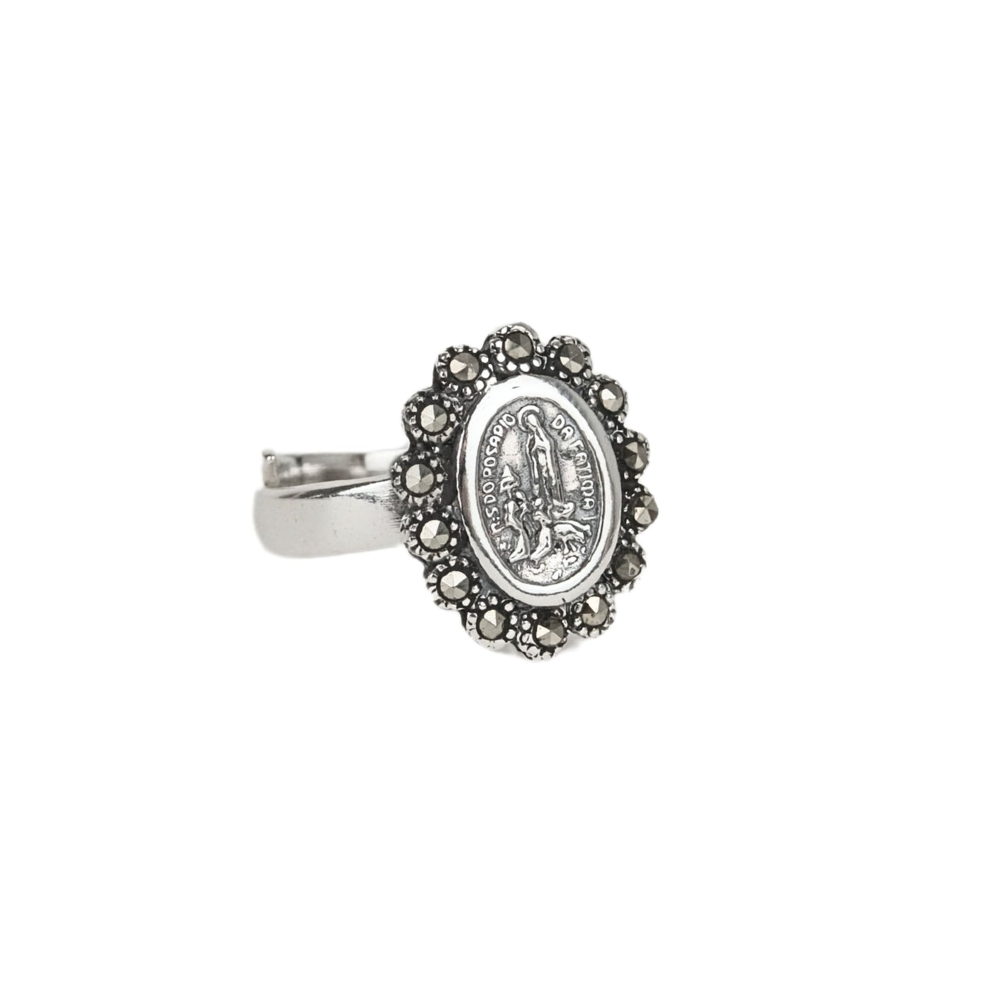 Ring Our Lady of Fátima with Marcasites in Silver