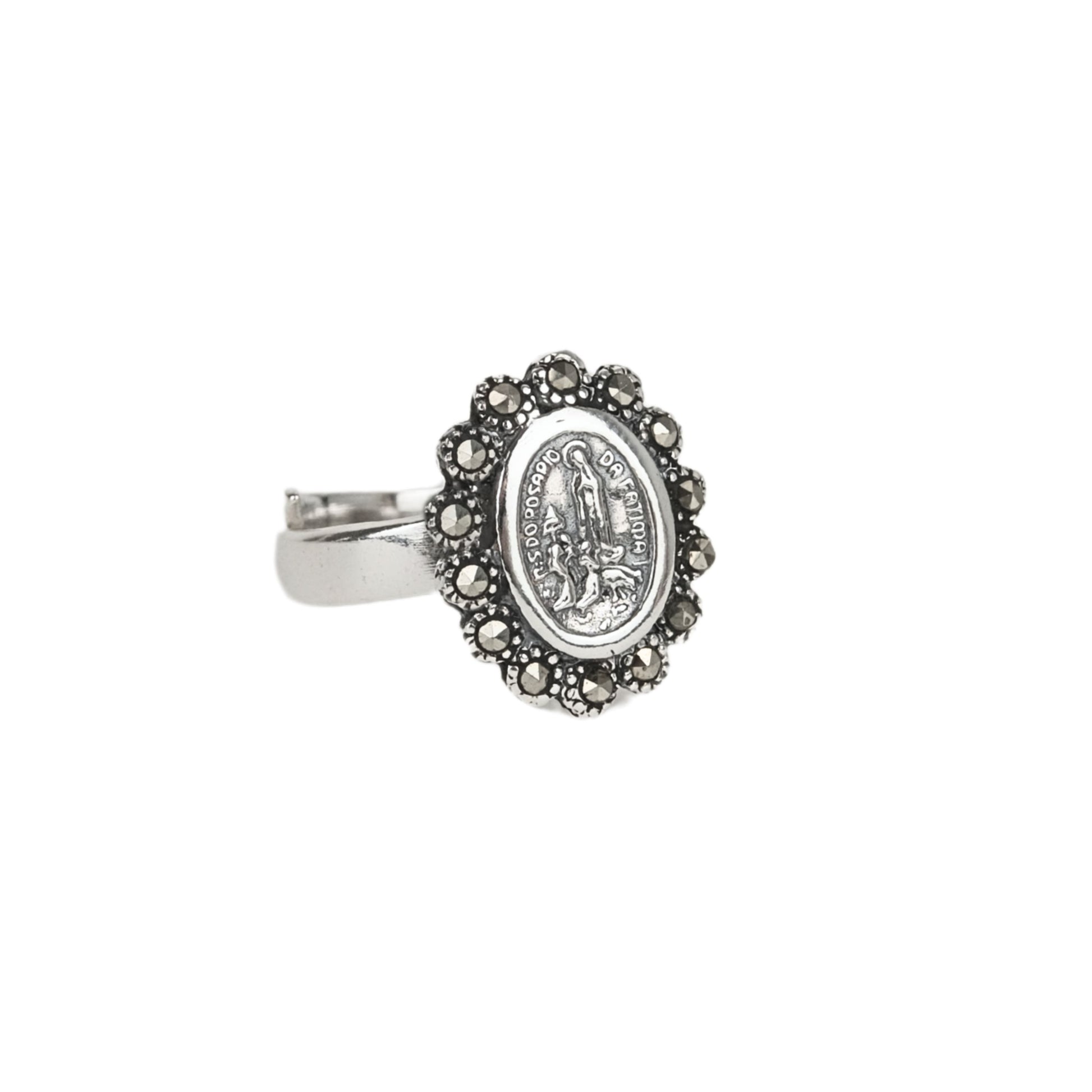 Ring Our Lady of Fátima with Marcasites in Silver