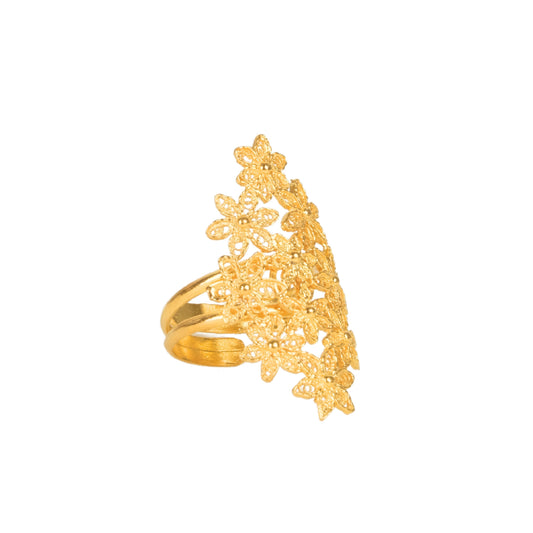 Ring Flowers in Gold Plated Silver
