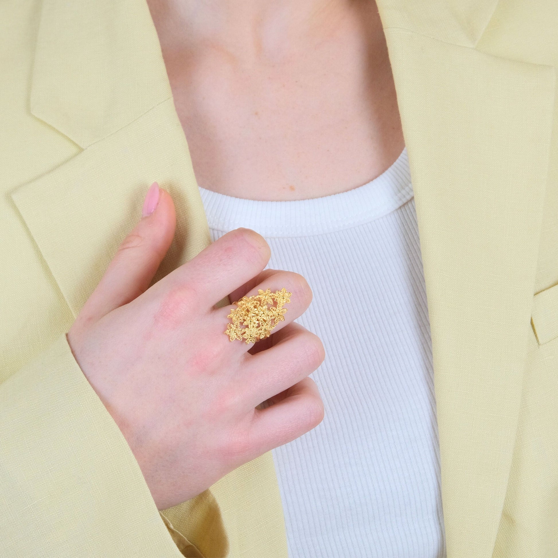 Ring Flowers in Gold Plated Silver