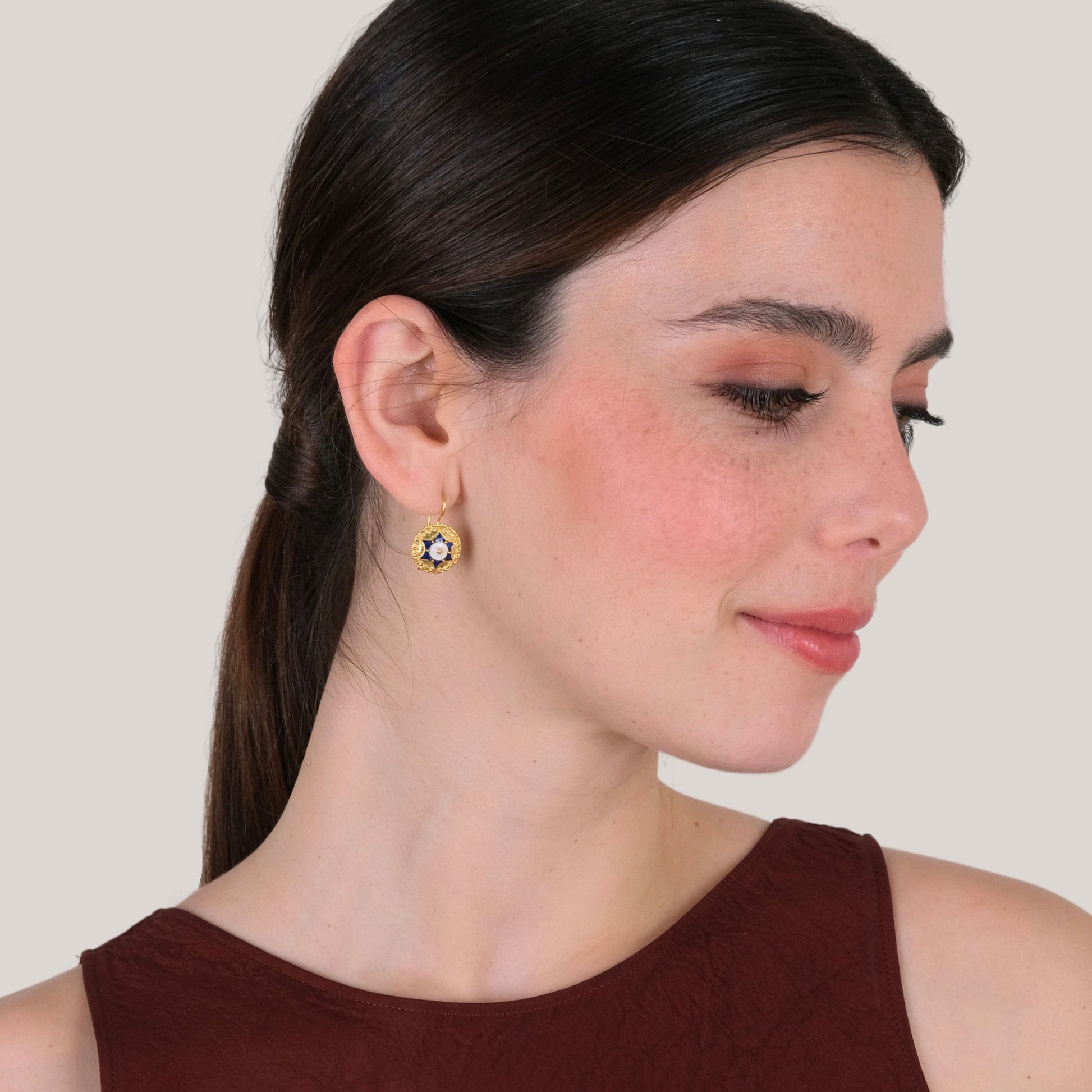Earrings Caramujo Star in Gold Plated Silver