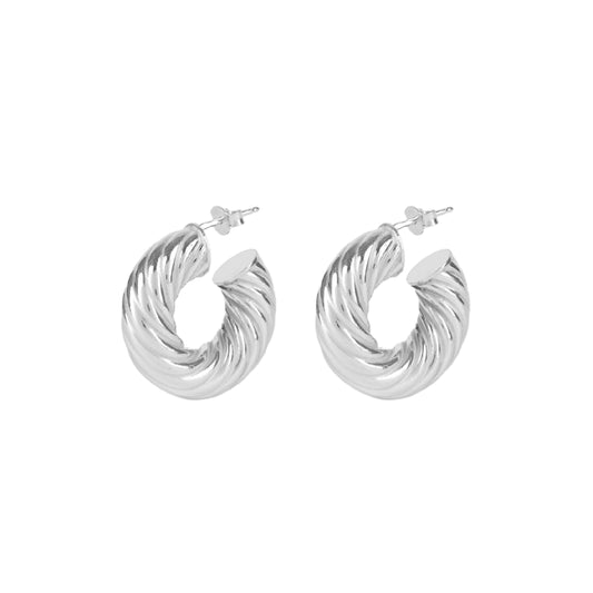 Earrings Hoops Intertwined in Silver