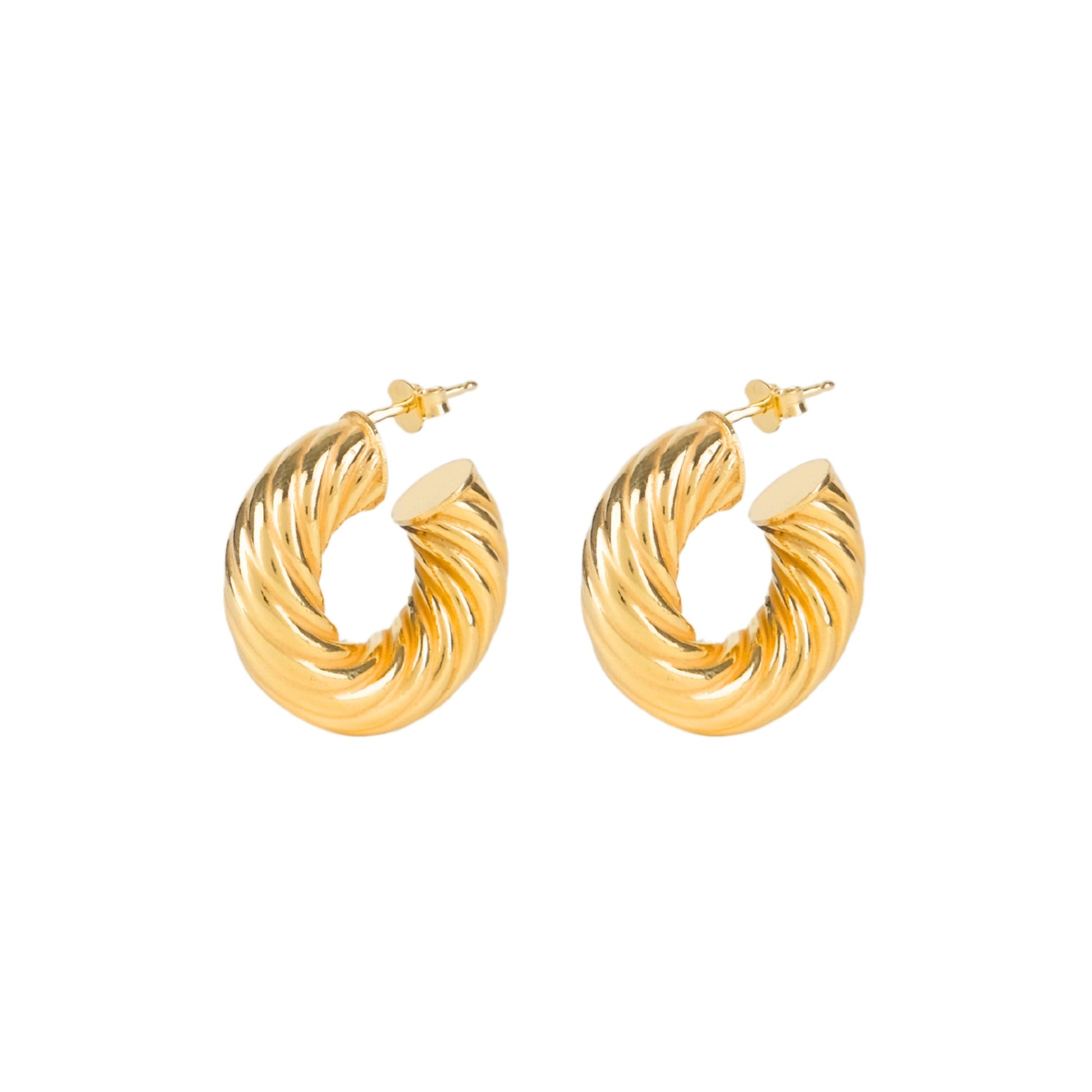 Earrings Hoops Intertwined in Gold Plated Silver